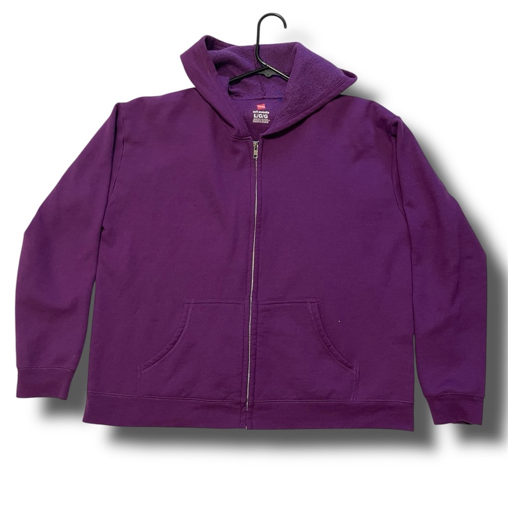 Hanes Purple Hooded Jacket with Relaxed Fit